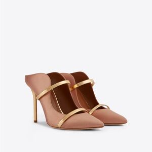 Malone souliers MAUREEN 100 BLUSH & GOLD SATIN MULES size 36